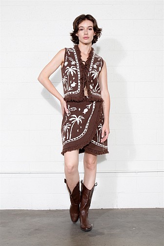 DESERT PALMS FRINGE KNIT VEST