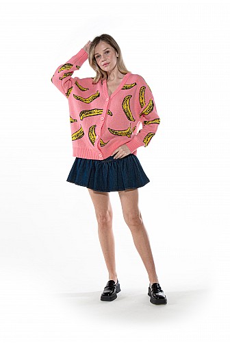 BANANA POP GRAPHIC KNIT CARDIGAN