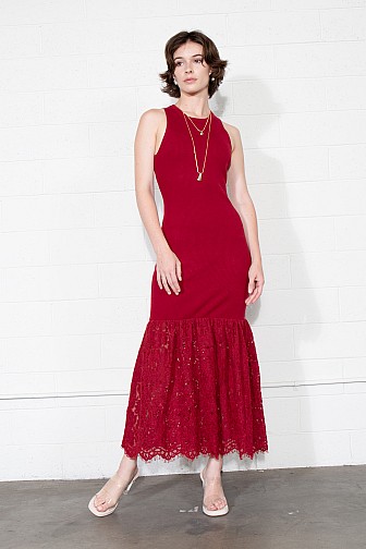 NOIR LACE HEM TANK MIDI DRESS