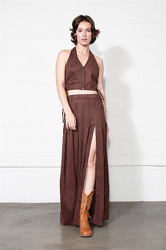 CANYON SUEDE ZIP-FRONT HALTER SET