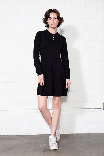 IVY KNIT POLO FIT & FLARE MINI DRESS