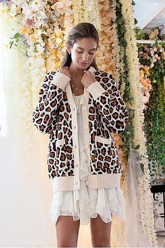 WILD MUSE LEOPARD KNIT CARDIGAN